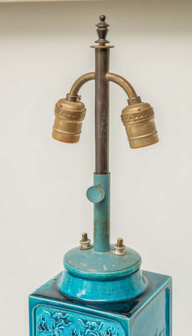 Qing Late 19th Century Chinese Dragon and Phoenix Vase as Lamp