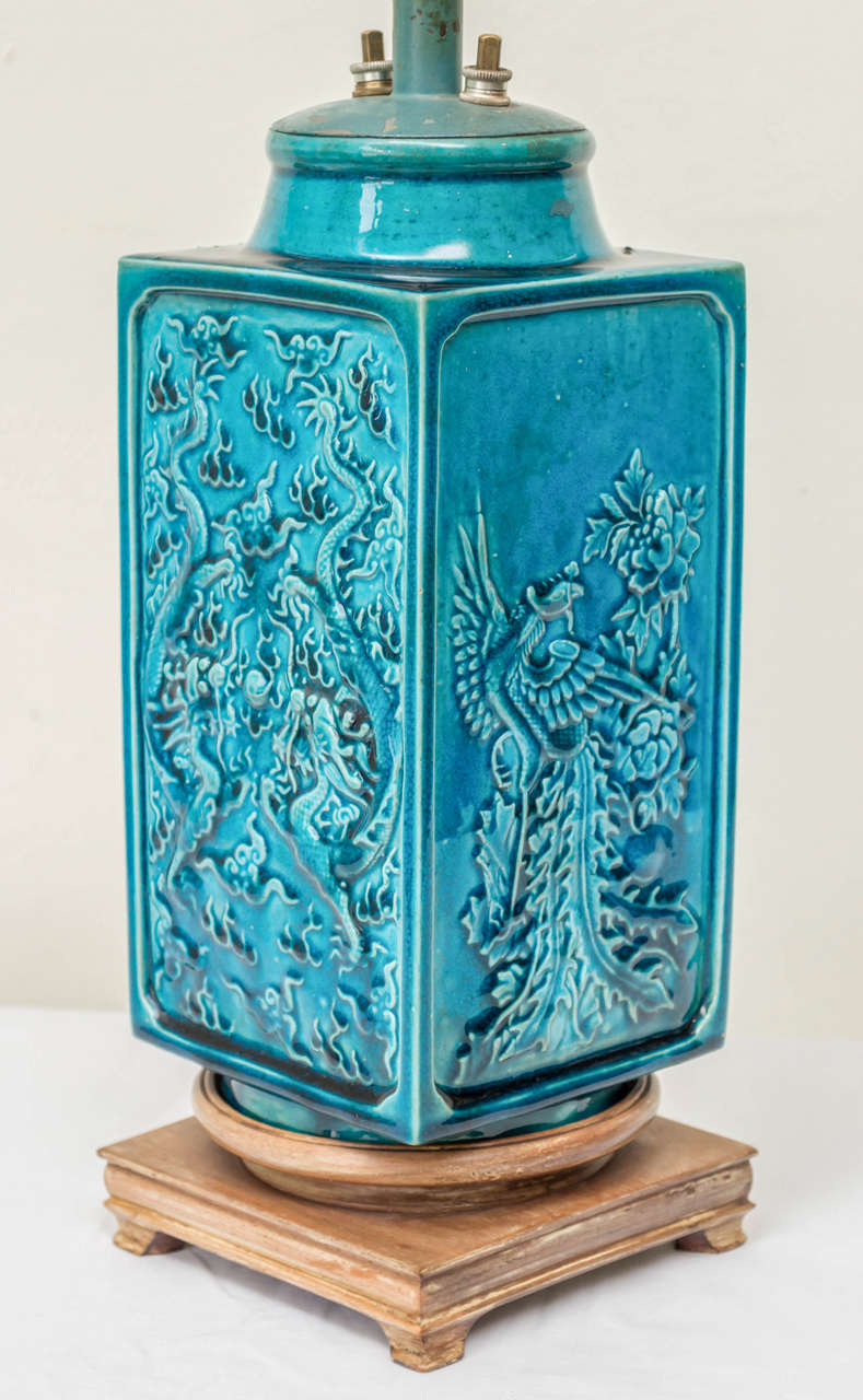 Late 19th Century Chinese Dragon and Phoenix Vase as Lamp In Good Condition In San Francisco, CA
