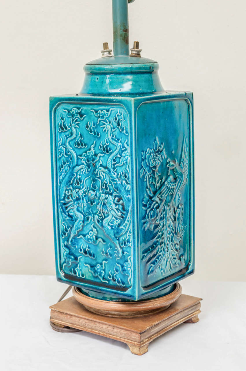Porcelain Late 19th Century Chinese Dragon and Phoenix Vase as Lamp
