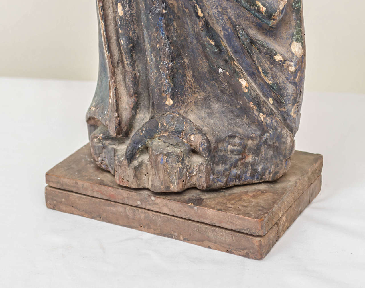 Gothic 16th Century French Oak Polychrome Statue of Saint Maudez For Sale
