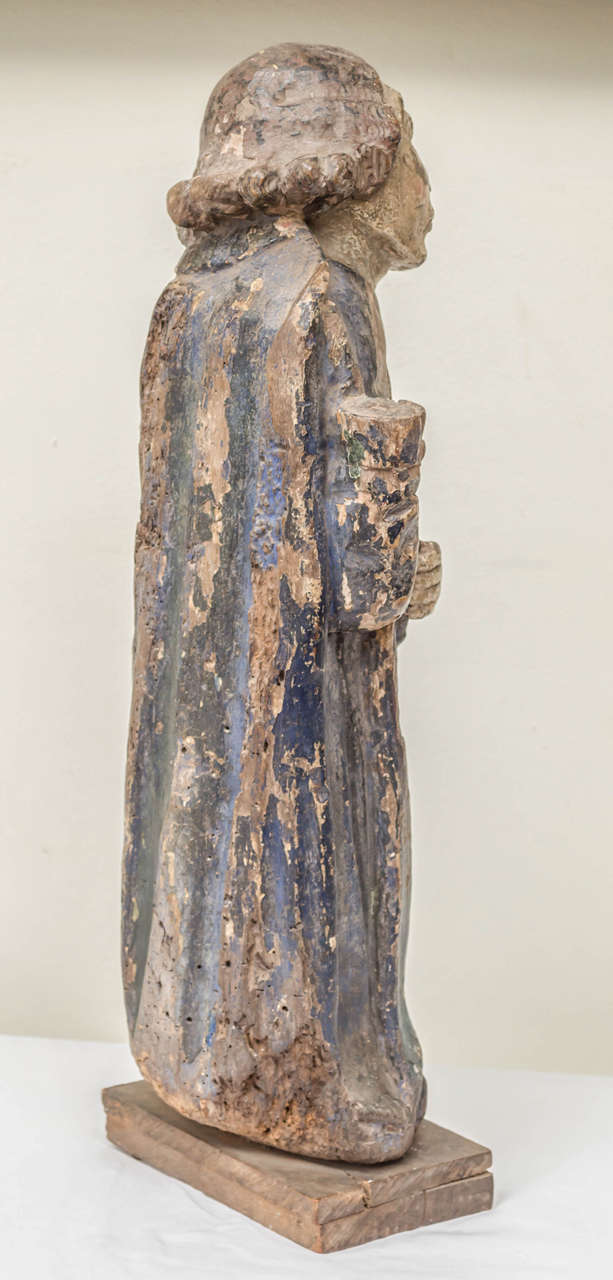 16th Century French Oak Polychrome Statue of Saint Maudez For Sale 1