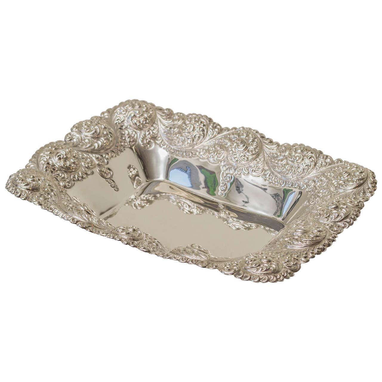 American Sterling Silver Repousse Bread Basket at 1stDibs