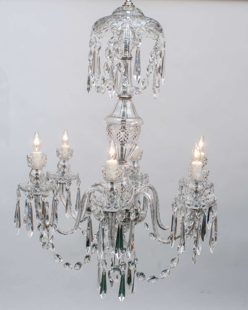 Adam inspired design, hand-cut and blown lead crystal - hanging hardware, chain and ceiling cap included. Free delivery and installation usually available in the Washington DC Metro area.