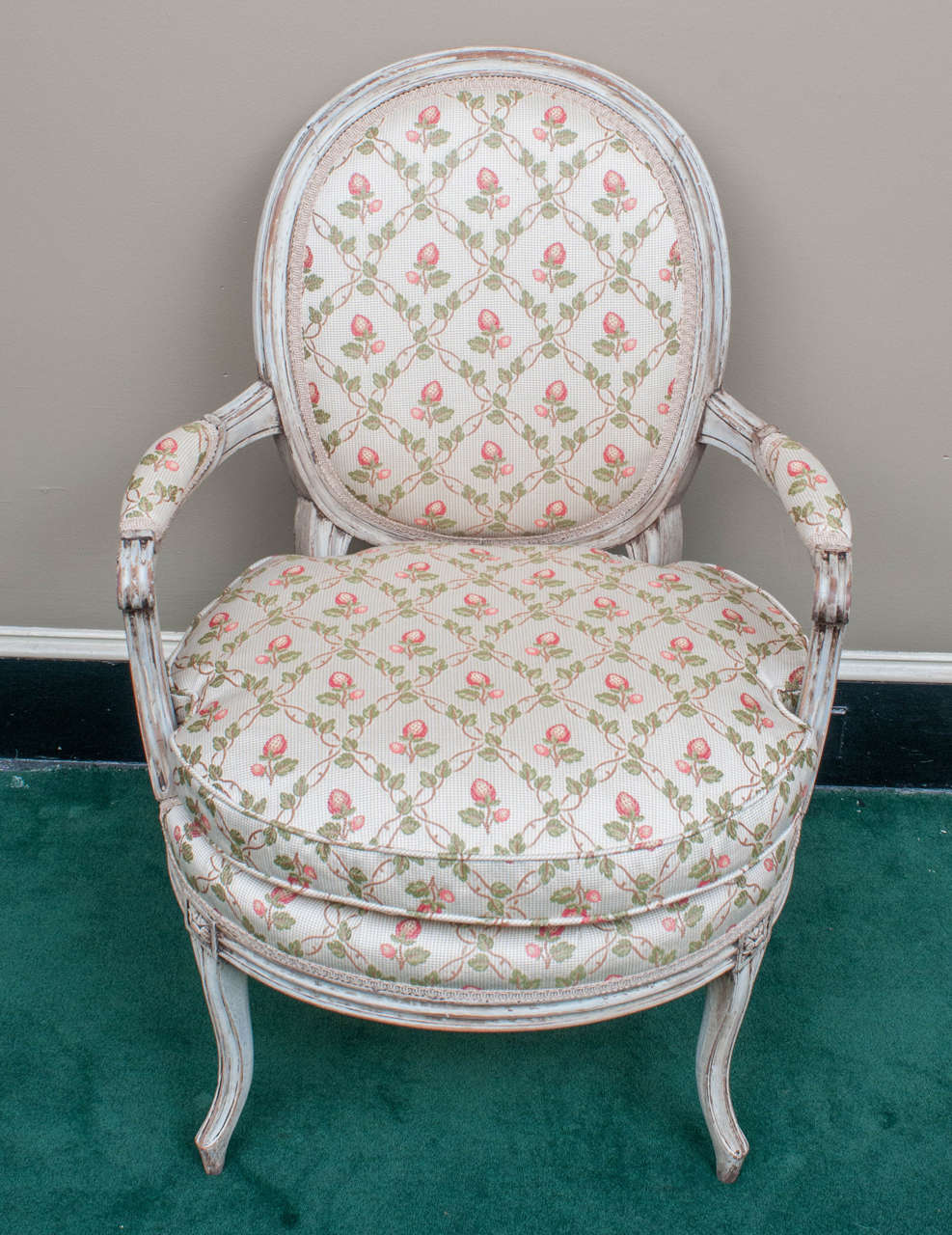 French Pair of Louis XVI Style Transitional Painted Fauteuils, France, circa 1880 For Sale