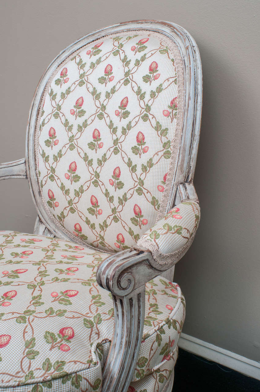 19th Century Pair of Louis XVI Style Transitional Painted Fauteuils, France, circa 1880 For Sale