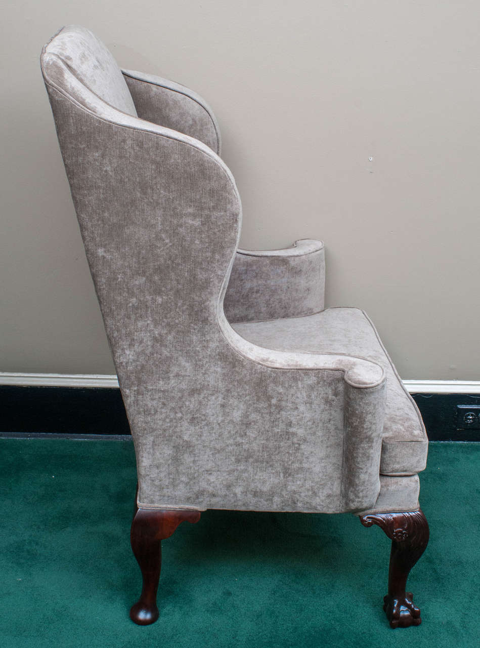 19th Century George III Style Chippendale Wing Chair, England, circa 1890 For Sale