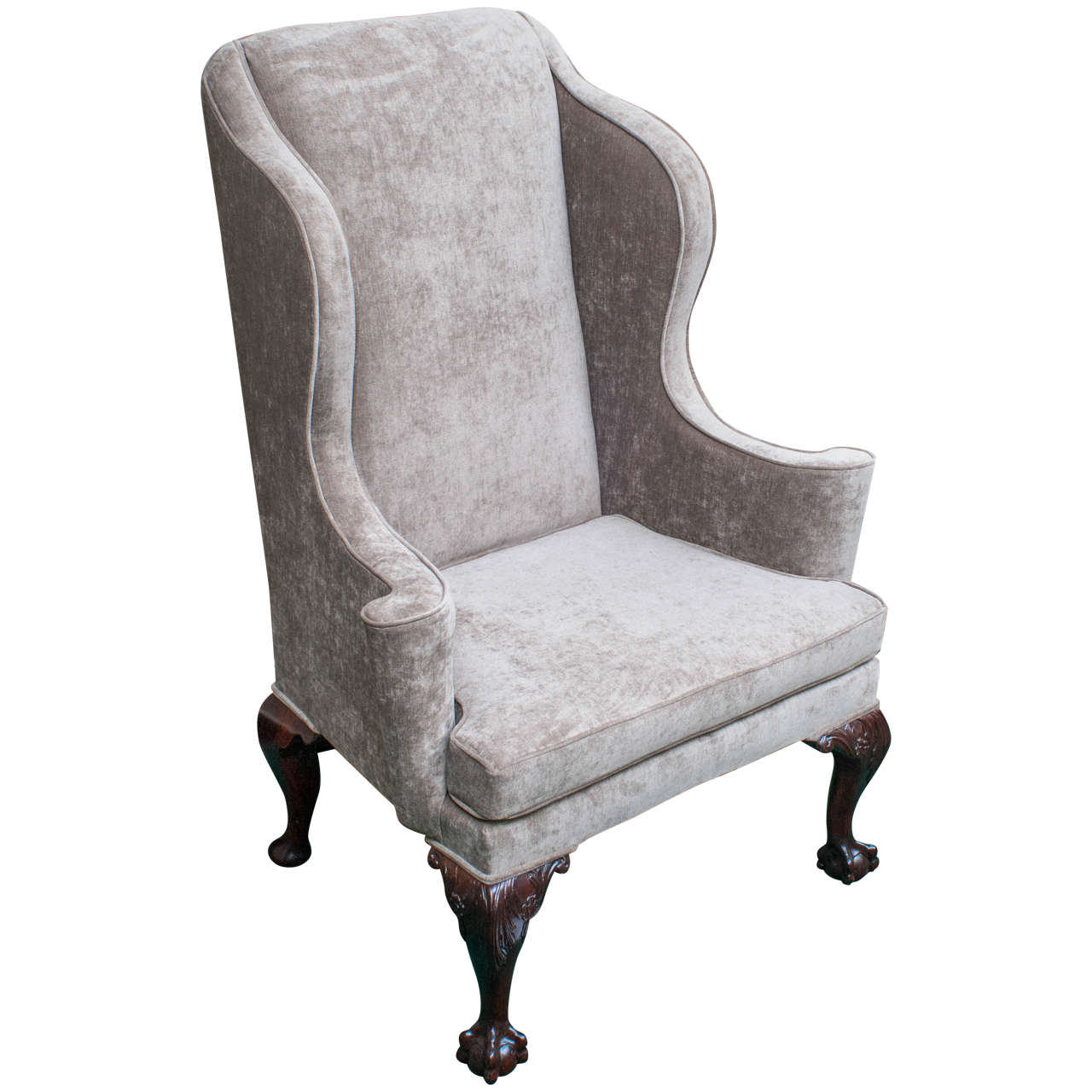 George III Style Chippendale Wing Chair, England, circa 1890 For Sale
