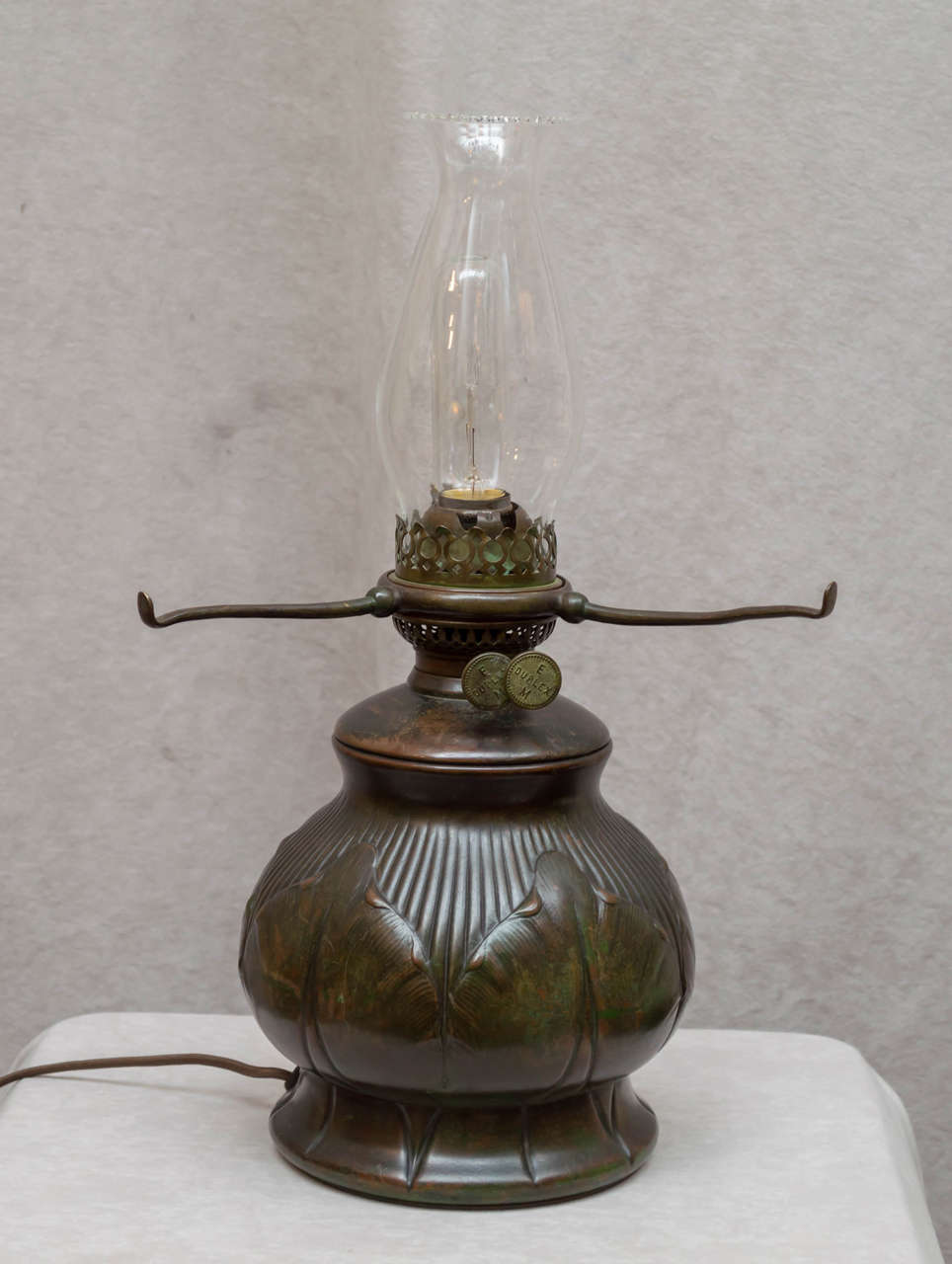 Blown Glass Tiffany Lamp with Handblown Damascene Shade
