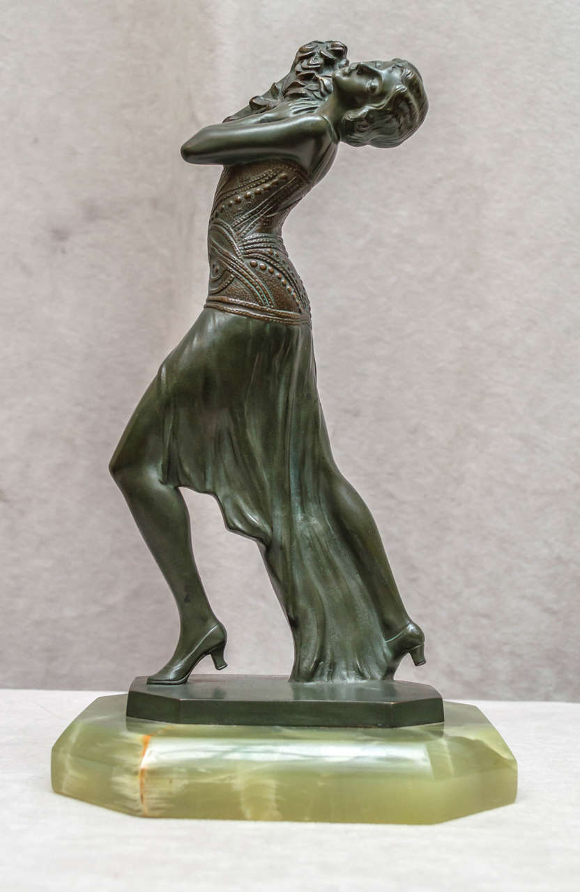 This lovely super condition bronze was done by Johanna Meier-Michel. He was Austrian, and worked mainly from 1918-1933. He made ceramic figures as well as bronzes. This graceful and beautiful image can be seen in the book ''Bronzes Sculptors and