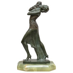 Art Deco Bronze "Rose Cultist, " Signed J.M. Michel