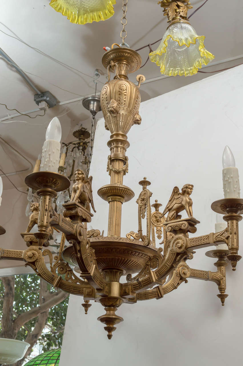 Egyptian Revival Gilt Bronze Chandelier at 1stDibs