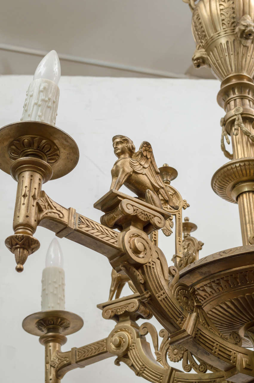 Egyptian Revival Gilt Bronze Chandelier at 1stDibs