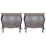 Pair of Painted French Rococo Bombe Chests