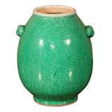 Chinese Enameled Green Crackle Porcelain Vase