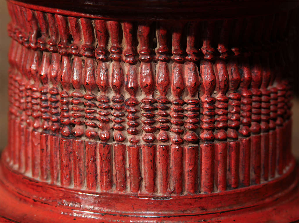 Turned Burmese Lacquered Wood Offering Stand For Sale