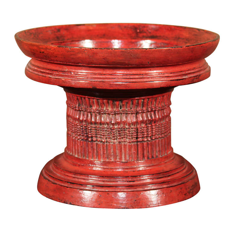 Burmese Lacquered Wood Offering Stand For Sale