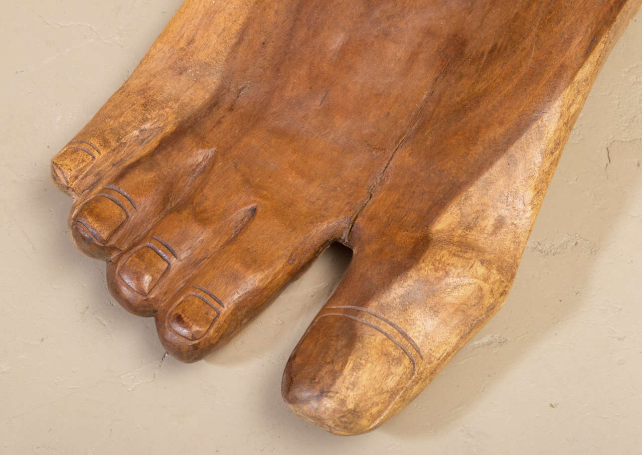 Carved Solid, Exotic Hardwood Foot Sculpture in the Manner of Pedro Friedeberg In Excellent Condition In San Mateo, CA