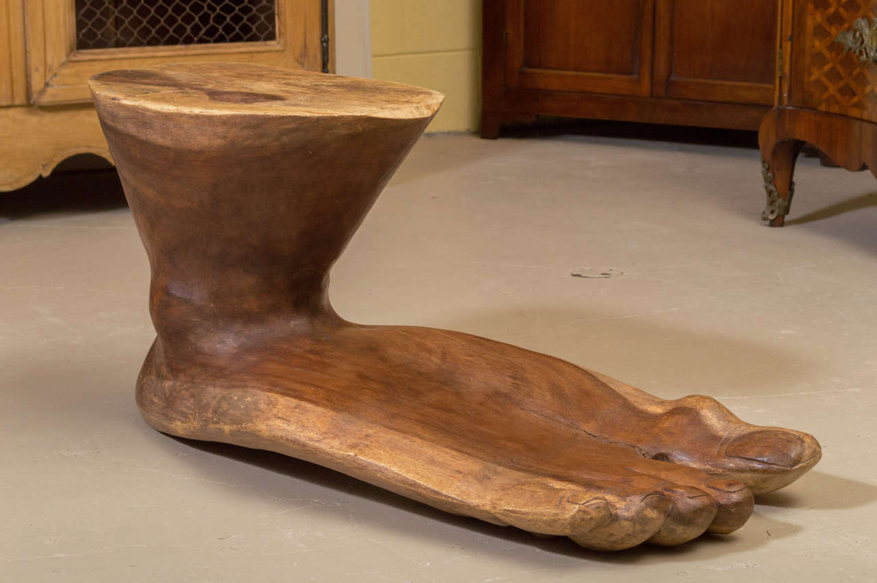 Mid-20th Century Carved Solid, Exotic Hardwood Foot Sculpture in the Manner of Pedro Friedeberg