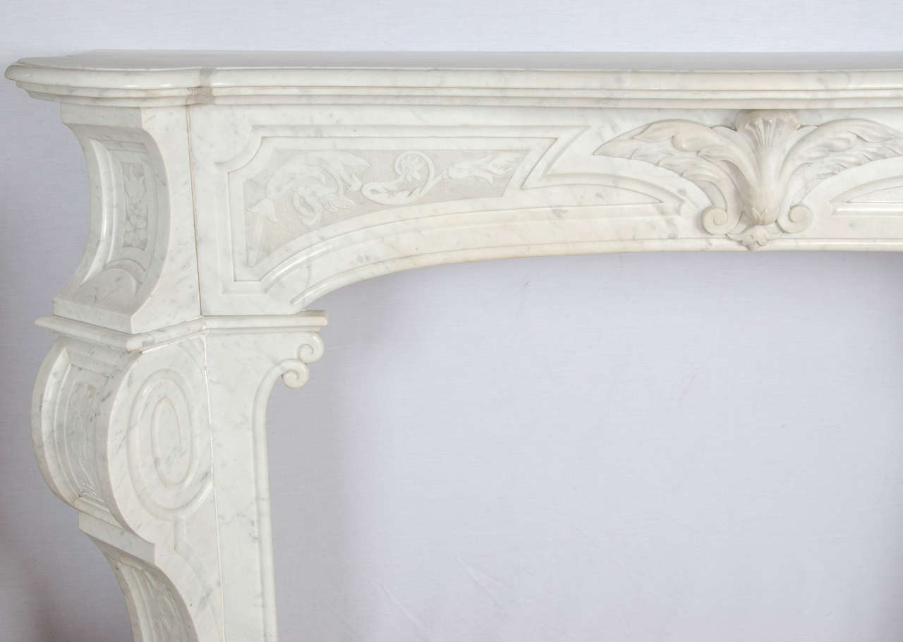 Antique French Louis XV Marble Fireplace Surround 1
