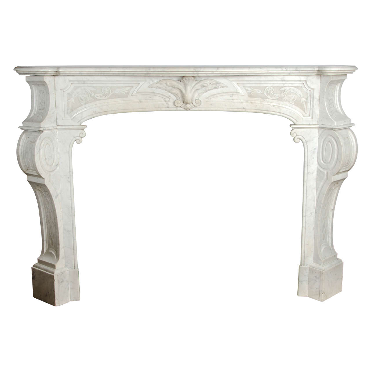 Antique French Louis XV Marble Fireplace Surround