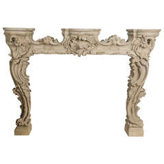 Vintage Rococo Style Carved Pine Fireplace Surround
