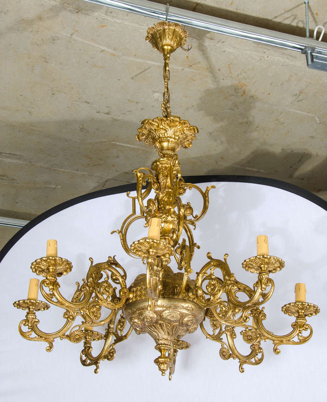 Antique Ornate Brass Chandelier