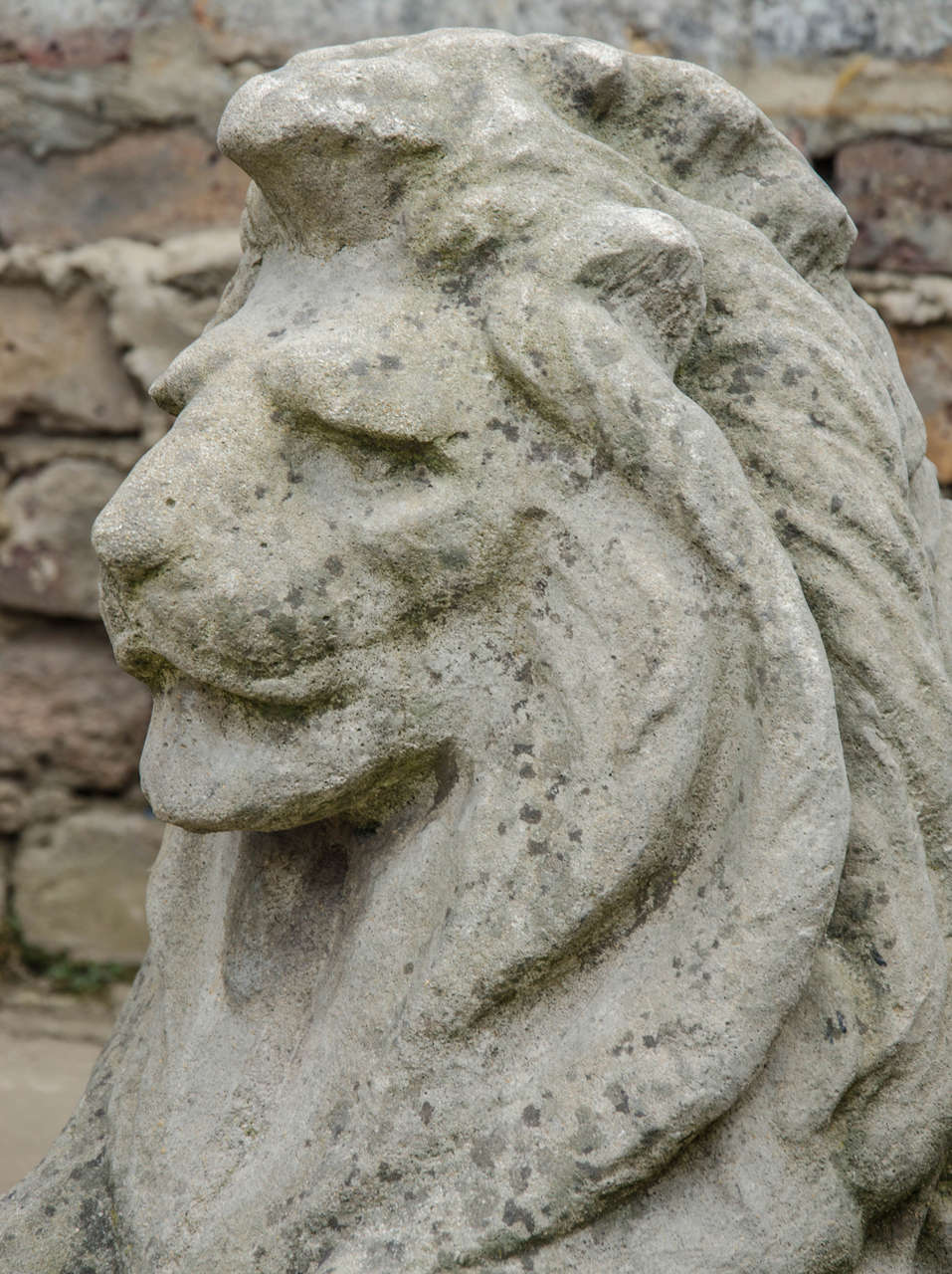 20th Century Pair of Reclaimed Lion Pier Cap Statues