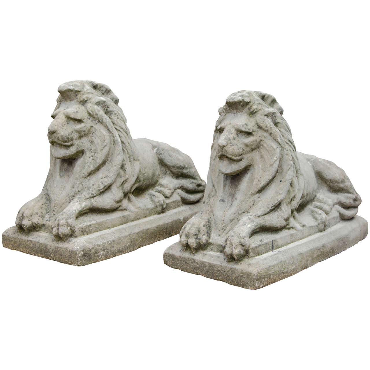 Pair of Reclaimed Lion Pier Cap Statues