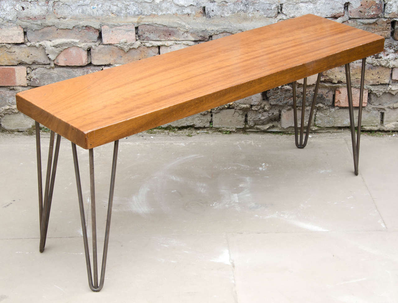 Mid-Century Modern Retro Teak Benches with Hairpin Legs For Sale