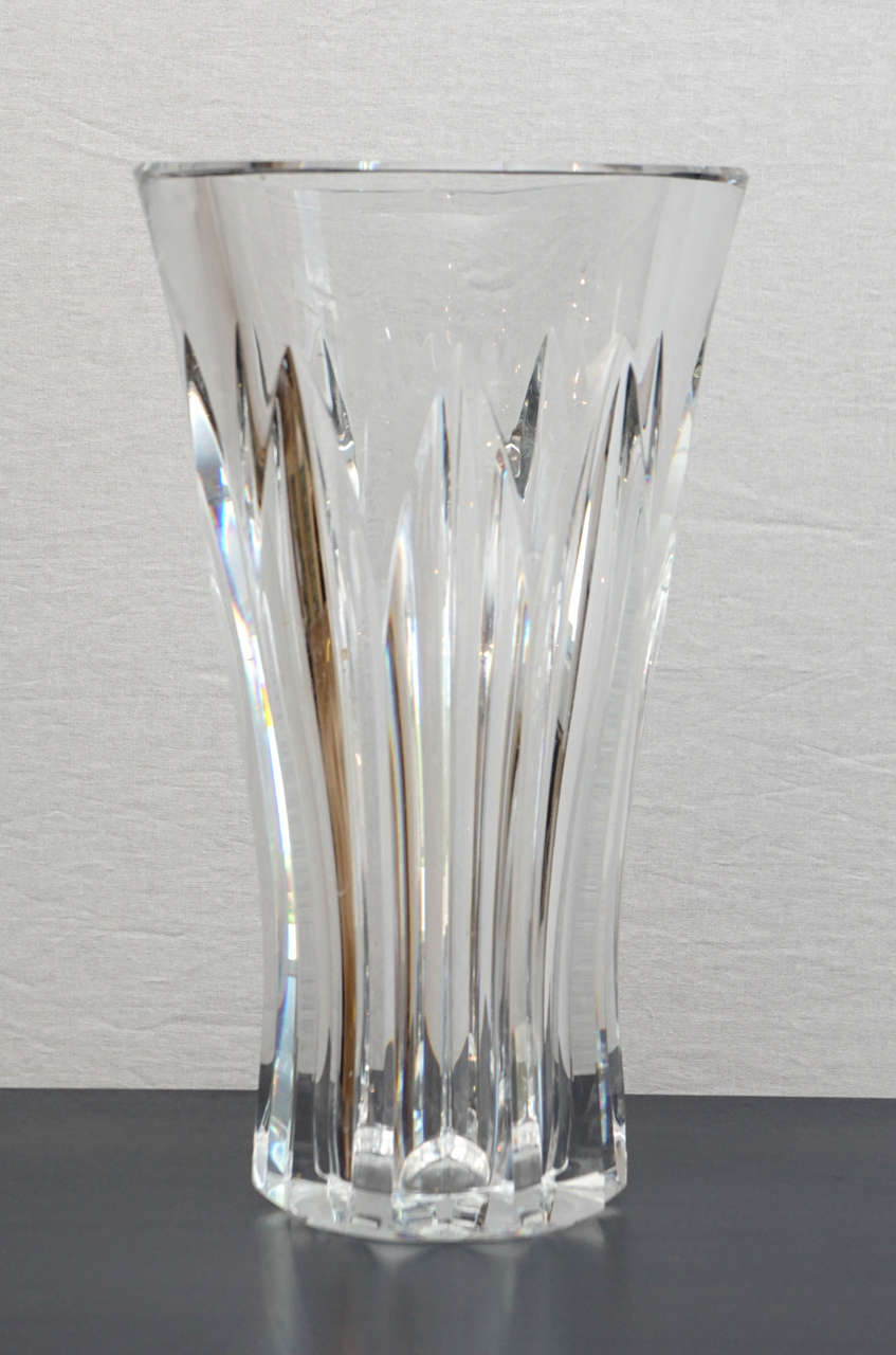 This elegant vase works with many decorative styles. Classic lines and great form work well on a center table or a dining table. Signed and special.