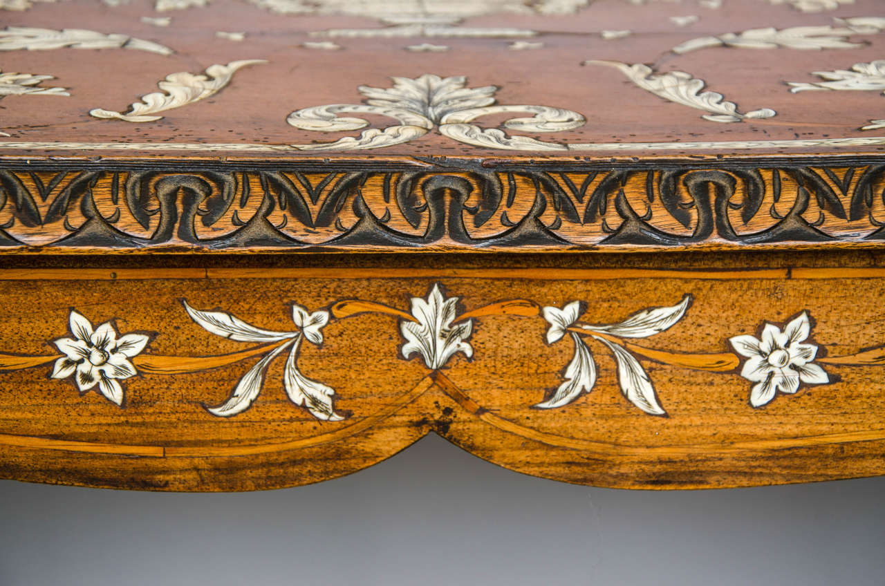 Wood Italian 18th Century Inlaid Walnut Centre Table