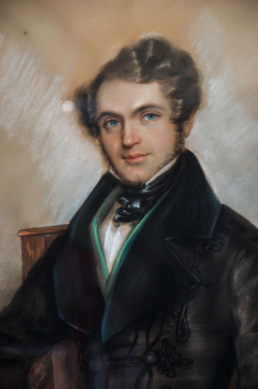 French Pastel Portrait of a Young Man, circa 1830 by Paulin In Excellent Condition In London, GB