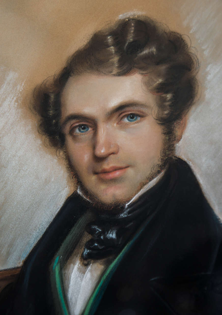 French Pastel Portrait of a Young Man, circa 1830 by Paulin 2