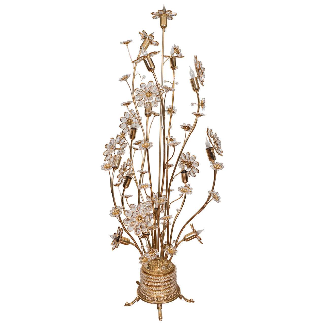 Floral Brass and Crystal Floor Lamp