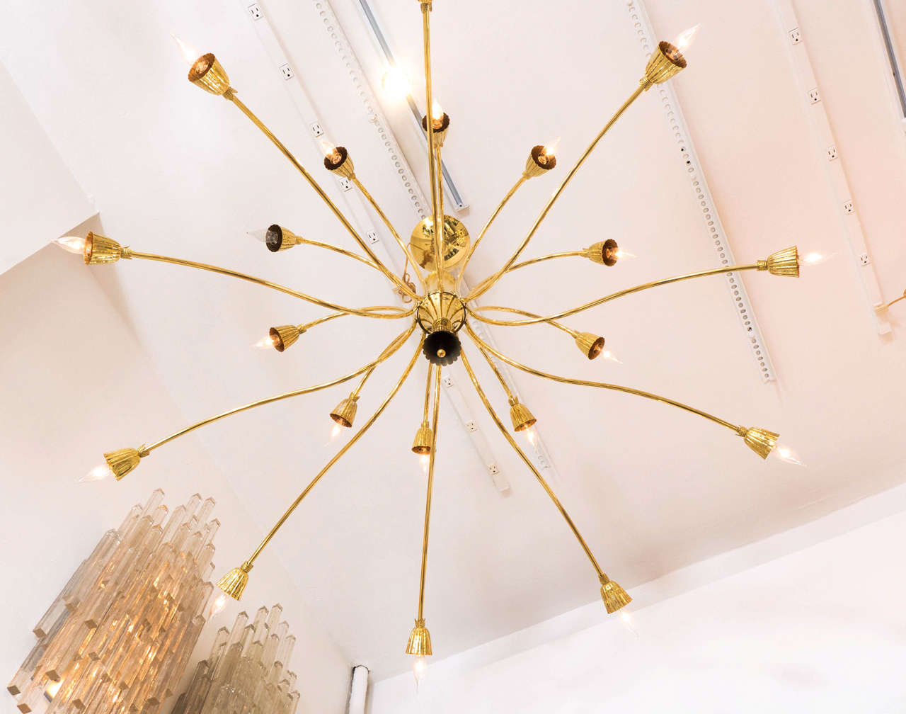 Italian Brass two-tier curvilinear chandelier