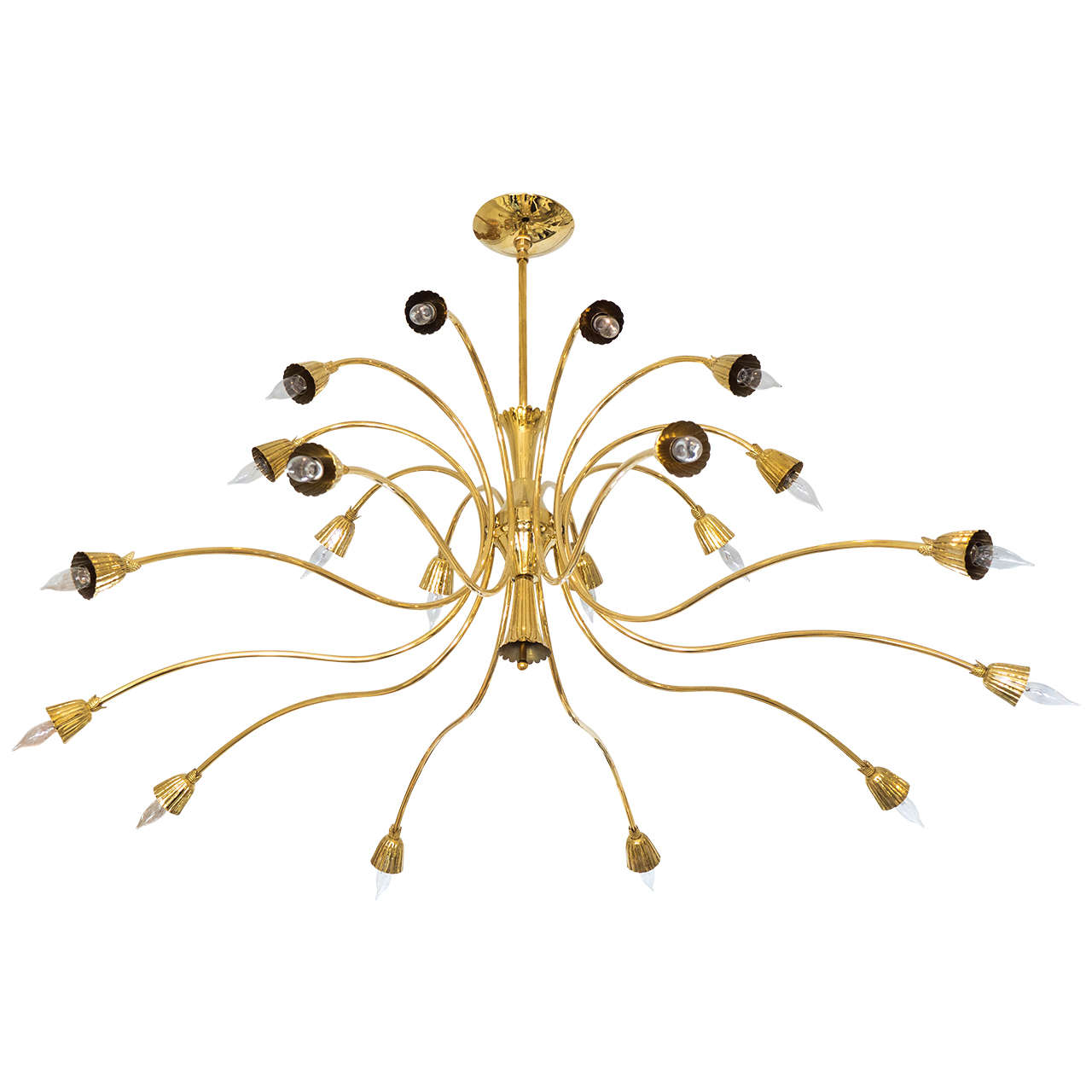 Brass two-tier curvilinear chandelier