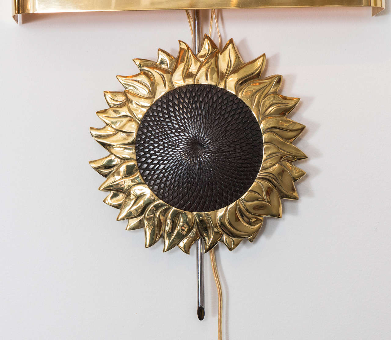 French Pair of Sconces Featuring Sunflower Design