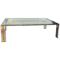 Rectangular Nickel and Brass Coffee Table