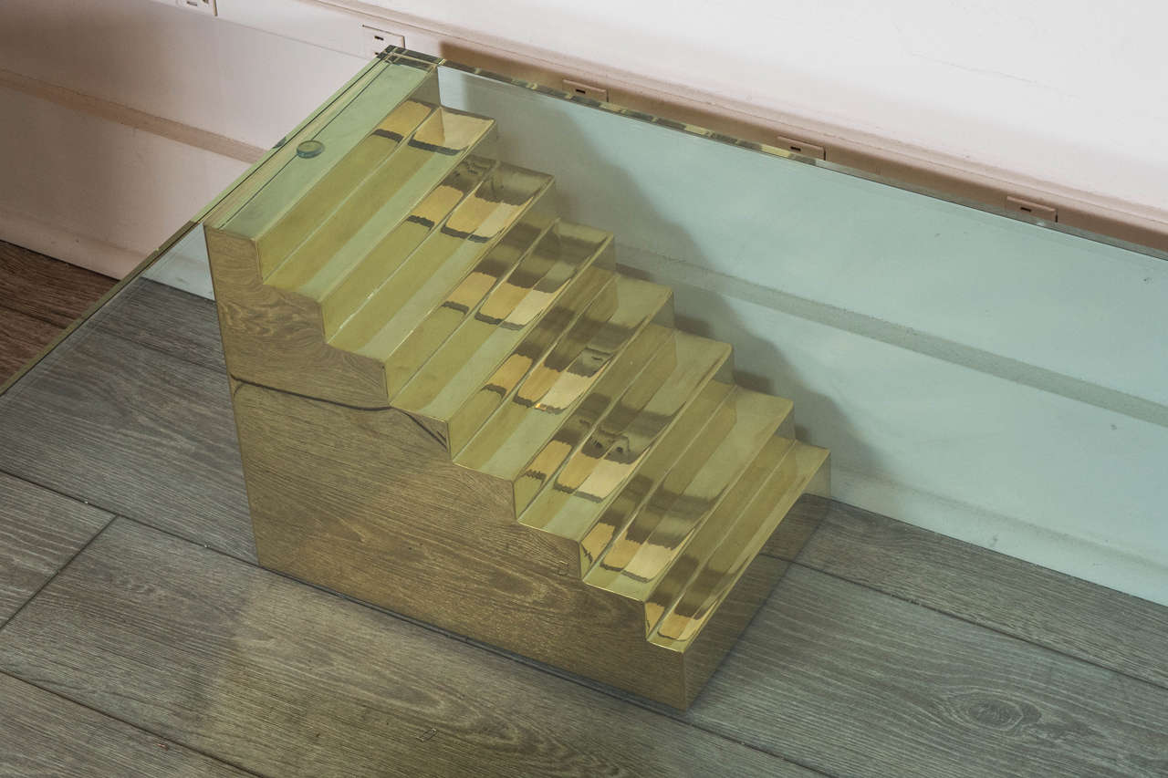 Rectangular Glass and Brass Coffee Table 2