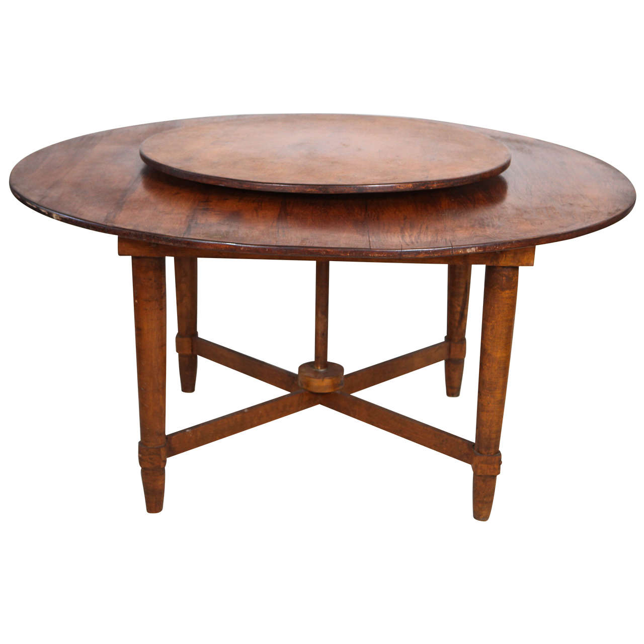 Distinct Rustic Round Dining Table With, Round Kitchen Table With Built In Lazy Susan