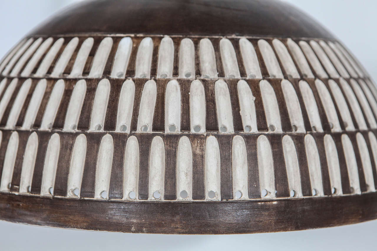Mid-20th Century Ceramic Perforated Pendant with Copper Glaze