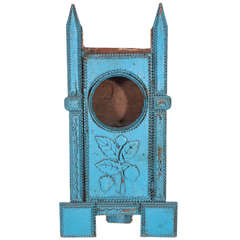 Antique Turquoise Blue Tramp Vitrine with Round Opening