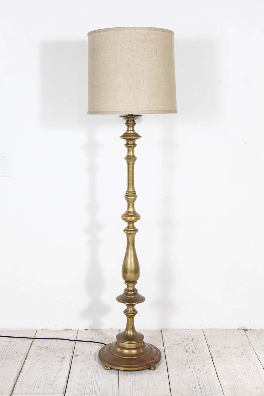 Spindle style brass floor lamp. Shade sold separately.