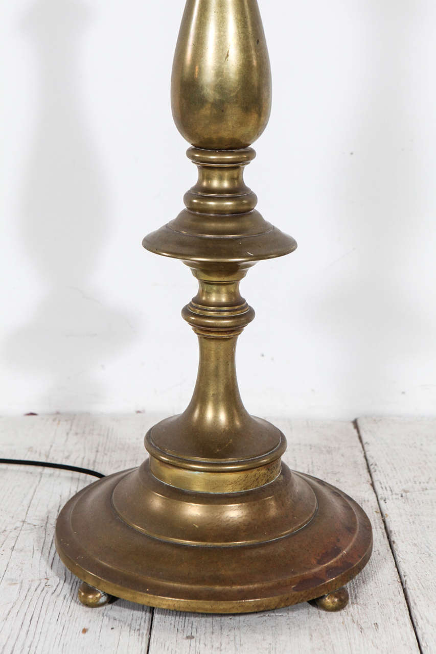Mid-20th Century Vintage Turned Brass Tall Floor Lamp