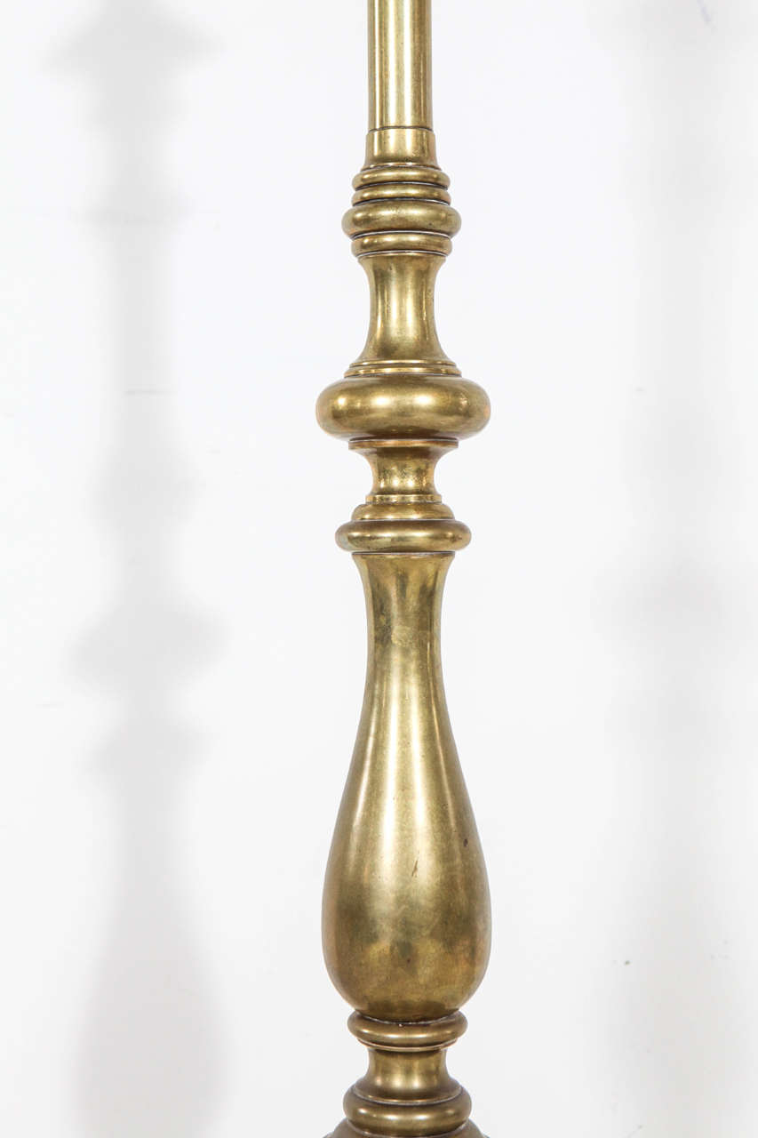 Vintage Turned Brass Tall Floor Lamp 1