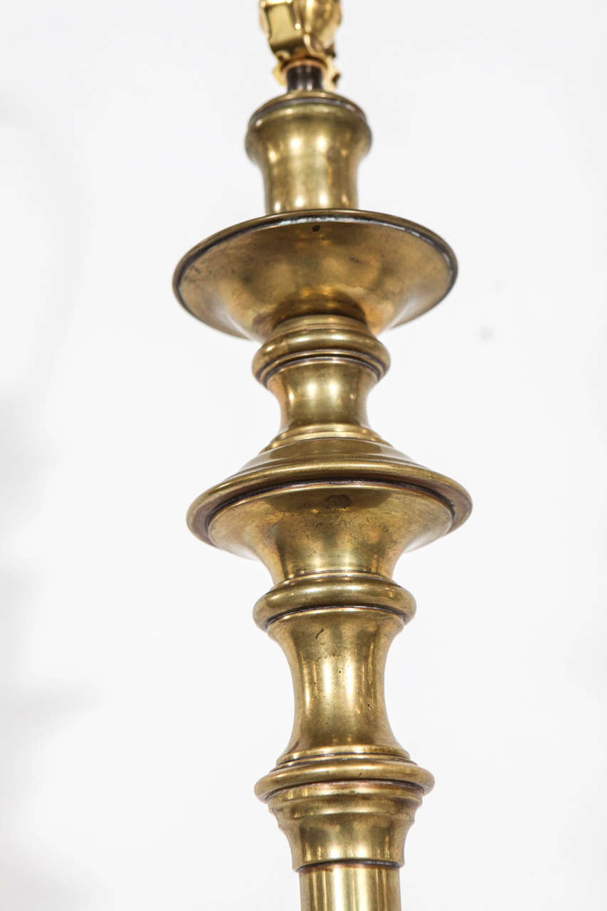 Vintage Turned Brass Tall Floor Lamp 3