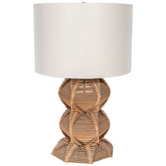 Retro Tramp Style Stacked Popsicle Stick Table Lamp