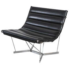 Rare Chrome and Black Leather Catenary Chair by George Nelson