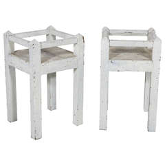 Vintage White Painted Tables or Plant Stands
