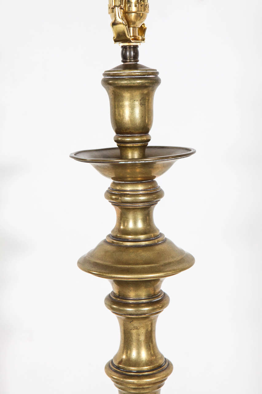 Vintage Turned Brass Tall Floor Lamp at 1stdibs